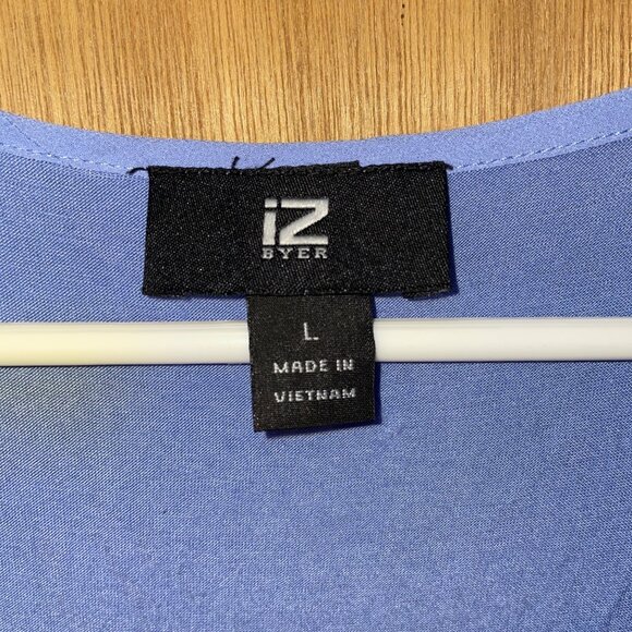 Iz Byer Womens Lace Shoulder Long Sleeve Blouse L Light Blue - Picture 3 of 6